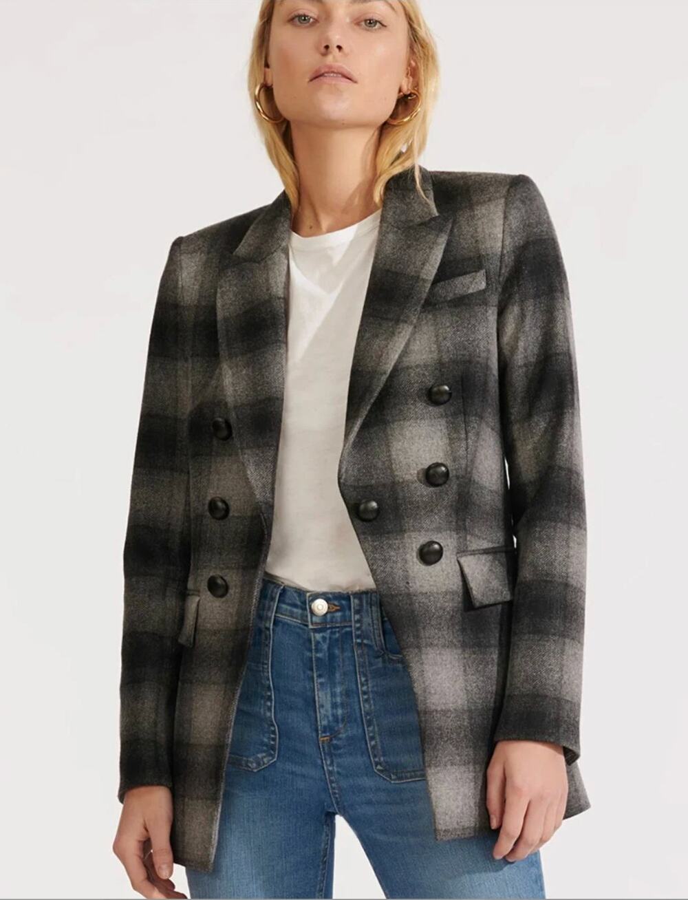 NWT Veronica Beard Matteo Dickey Jacket Plaid Gray Blazer Size 0 Dark Academia